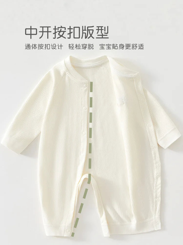 AYNIGIELL Baby Jumpsuit Spring and Autumn Sleepwear Pure Cotton Newborn Clothes 0-18 Months Newborn Boys and Girls Jumpsuit