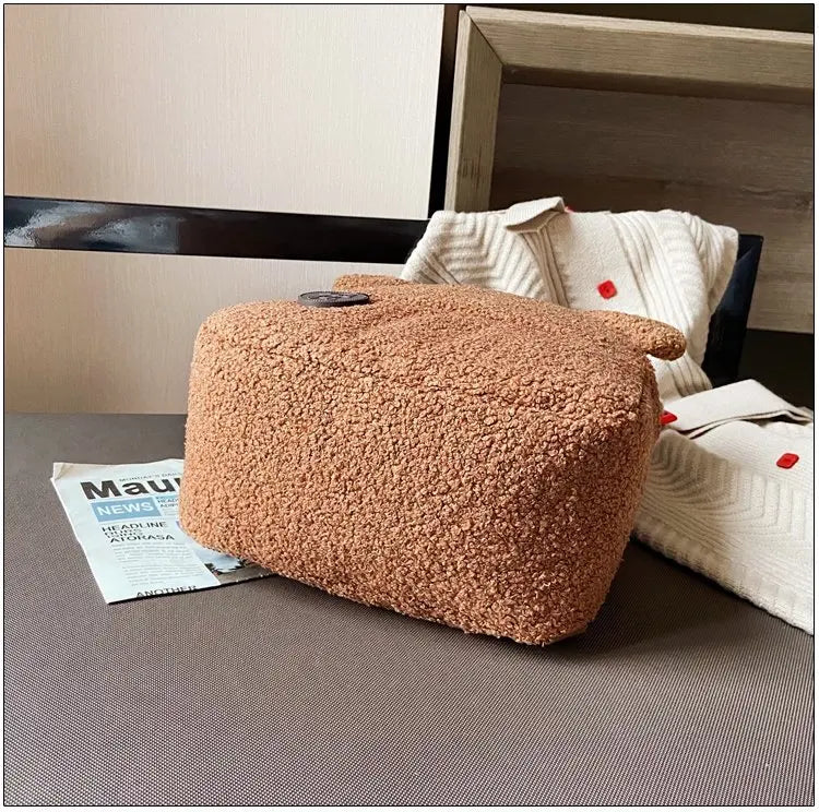 Cute Bear Ear Plush Backpack for Kids Adult Lamb Fleece Shoulder Bag High-capacity Korean Parent-Child Bags Boys Girls Backpacks