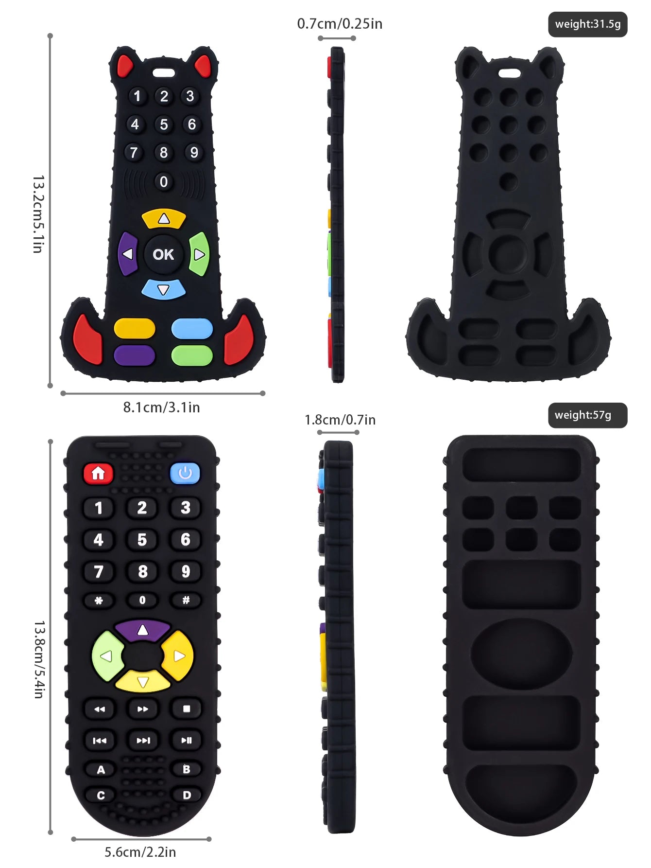 Baby Silicone Teether Toys BPA Free Remote Control Shape Teether Rodent Gum Pain Relief Teething Toy Kids Sensory Educational
