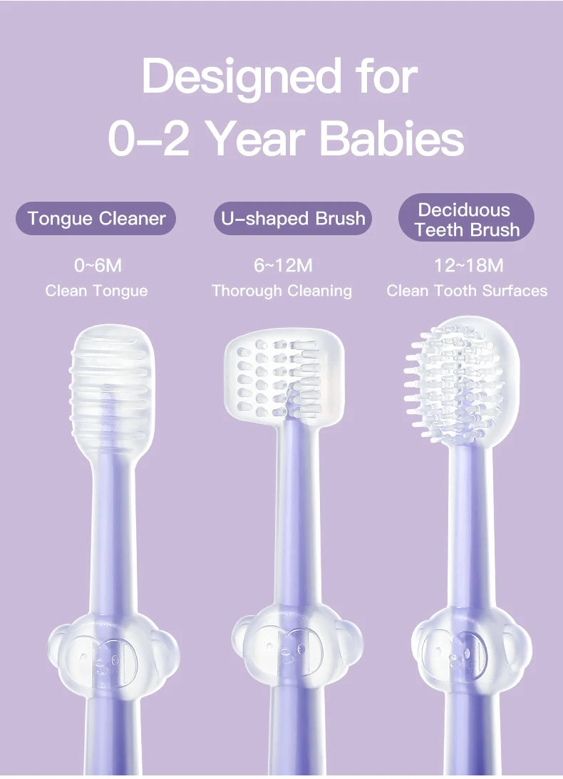 Infant Baby Silicone Deciduous Teeth Toothbrush Oral Tongue Cleaner With PP Storage Box