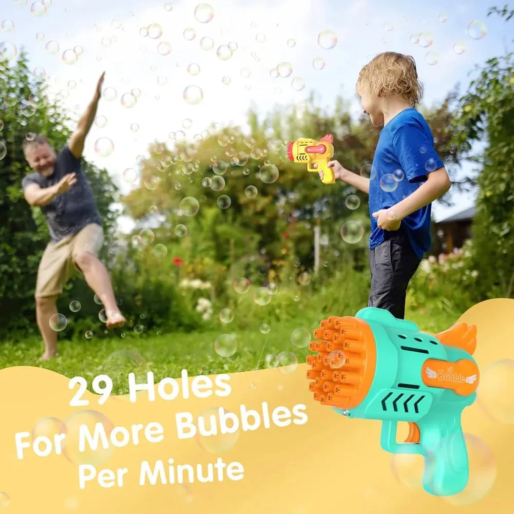 Bubble Gun Kids Toys Electric Automatic Soap Rocket Bubbles Machine Outdoor Wedding Party Toy LED Light Children Birthday Gifts