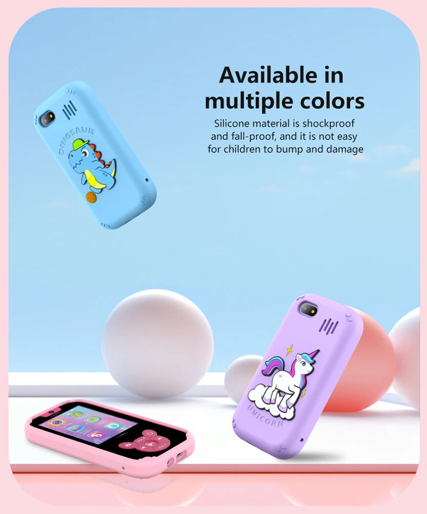 Kids Smart Phone Educational Toys Dual Camera Music Player Baby Phone With 8G Memro Game Learning for Age 3-12 Brithday Gifts