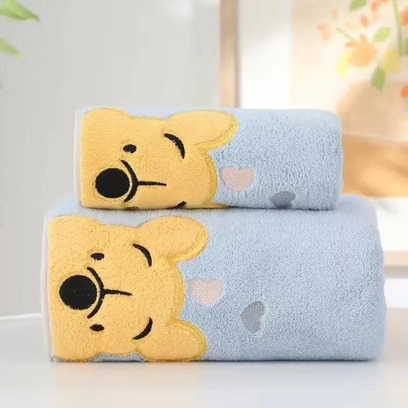 35x75cm/70x140cm Winnie Bear Towel Bath Towel Soft and Absorbent Coral Velvet Towel Home Wash Towel Children's Cartoon Bath Towe