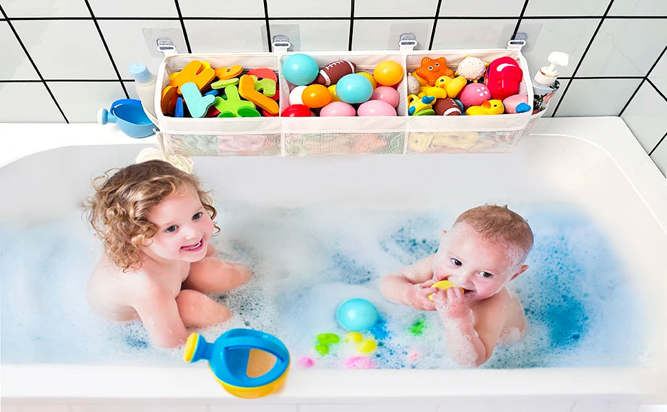 3 Compartment Horizontal Large Openings Bath Toy Organizer for Tub, Capacity Upgrade Bath Storage and Holder,Easy Sorting