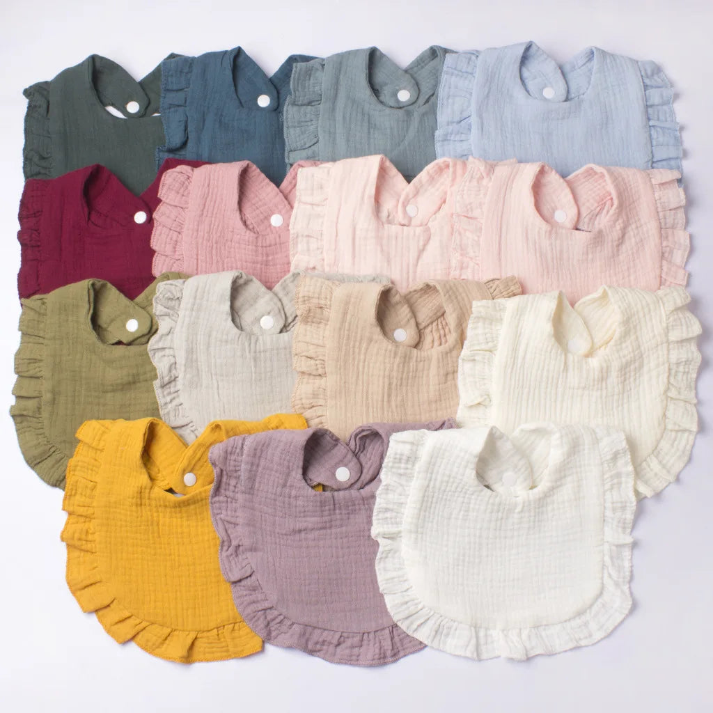Gauze Bib for Boys Girls Pure Cotton Candy Colored Comfortable Saliva Bib Baby Solid Colored Lace Saliva Towel Baby Products
