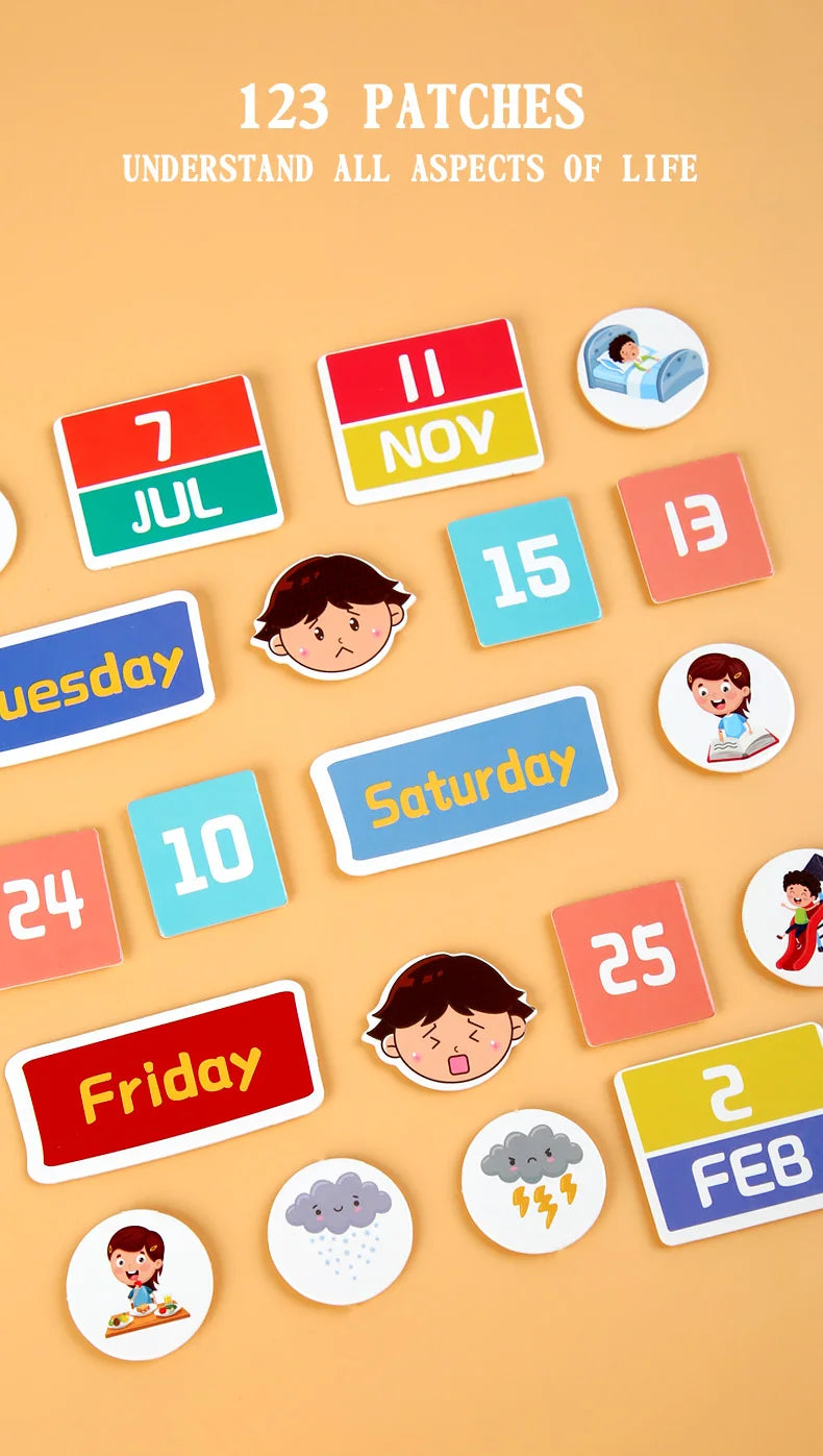 Kids Visual Schedule Daily Calendar Chart Busy Board Preschool Early Learning Toys Time Date Month Festival Weather Season Mood