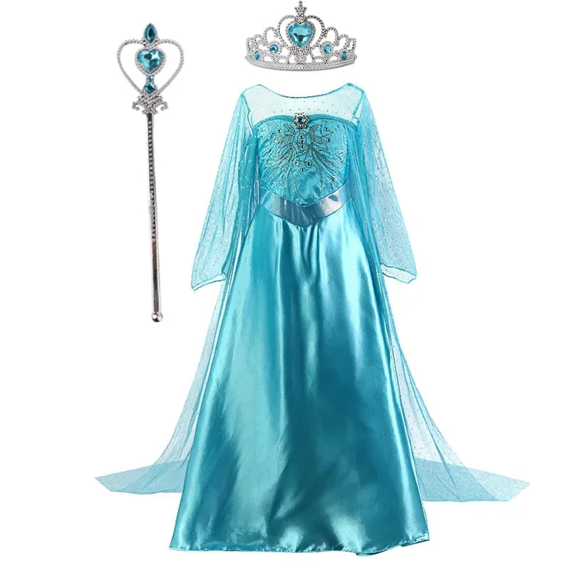 Elsa Dress for Girls 3-10 Yrs Birthday Role Elsa Princess Dress For Kids Halloween Carnival Easter Party Cosplay Girls Costume