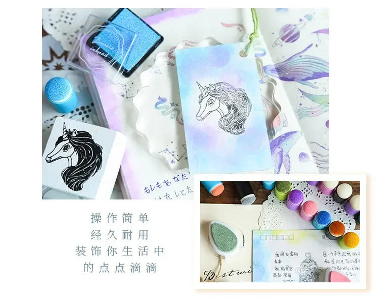 Journamm Finger Painting Kit Drawing Stencils Colorful Inkpad DIY Scrapbooking Creative Stationery Paint Tool School Supplies