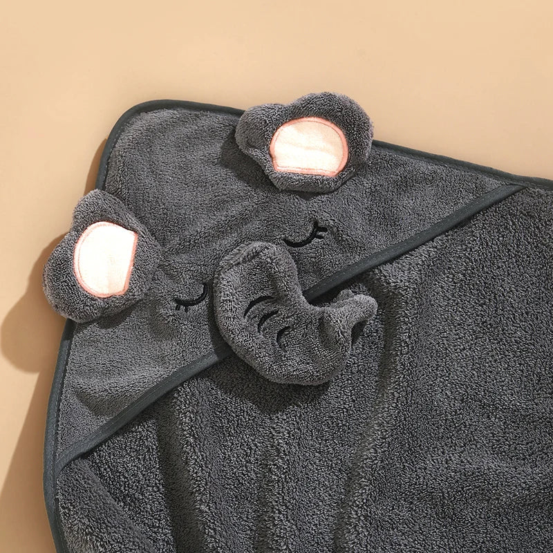 1 pack of baby bath towel cartoon plain baby blanket, bathroom supplies, polyester fiber bathrobe with strong water absorption,