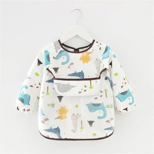 Newborn Baby Bibs Blouse Waterproof Long-sleeved Reverse Dressing Infant Eating Clothes Apron Bib Protective Clothing 0-2Years