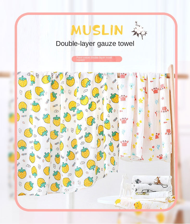 Baby Bath Towel Kids Bathrobe Child Blanket Wrap for Newborn Infant Toddler Boys Girls Gauze Cotton 110*110cm