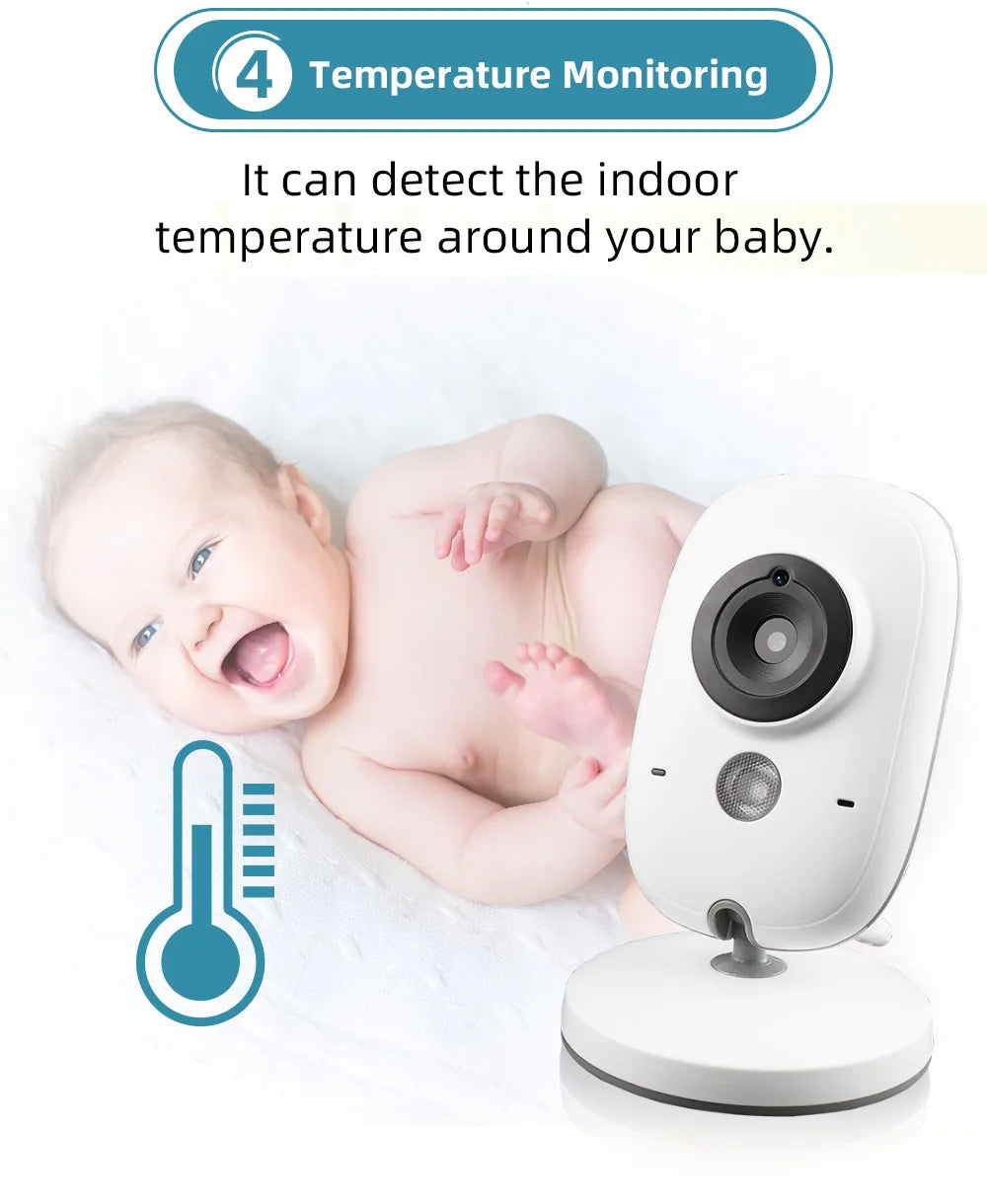 TakTark 3.2 Inch Wireless Video Baby Monitor With Lullabies Auto Night Vision Two Way Intercom Temperature Monitoring Babysitter