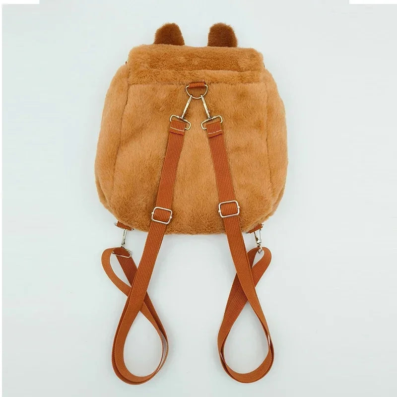 Student School Bag Artificial Fur Plush Capybara Bag Casual All-match Fur Bag Large Capacity Backpack School Backpack Mochila