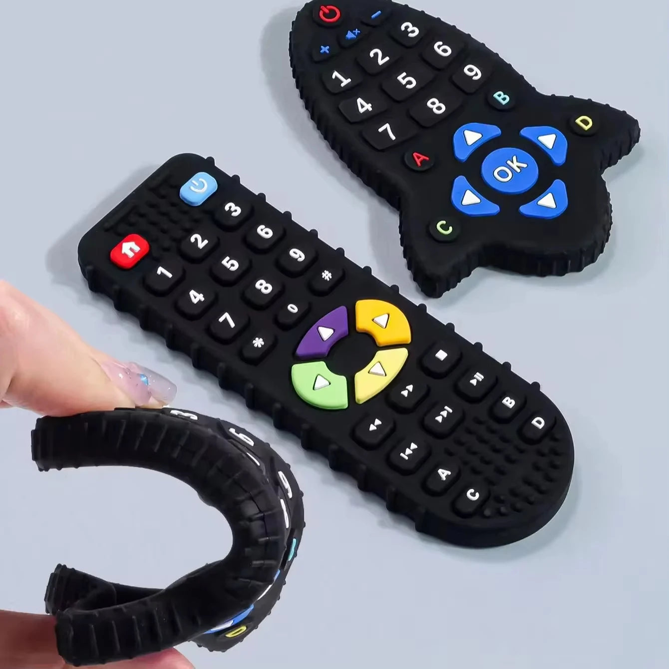 Baby Toys 0 12 Months Silicone Teething Toy Remote Control Shape Bear Teether Chew Toys Relief Teeth Gum Sensory Toys for Babies