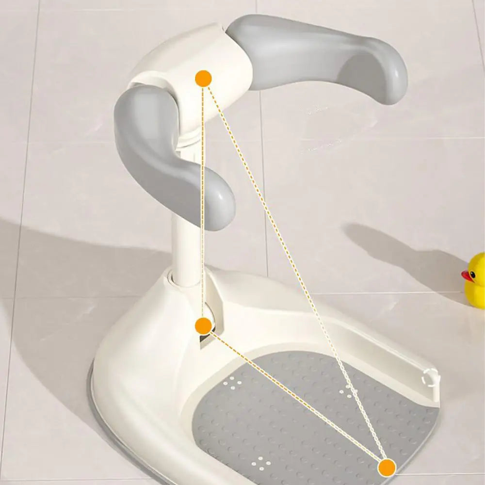 Portable Baby Bath Stand djustable Height Baby Shower Standing Support Wash Seat with Armrest Bath Helper Anti-Skip Base