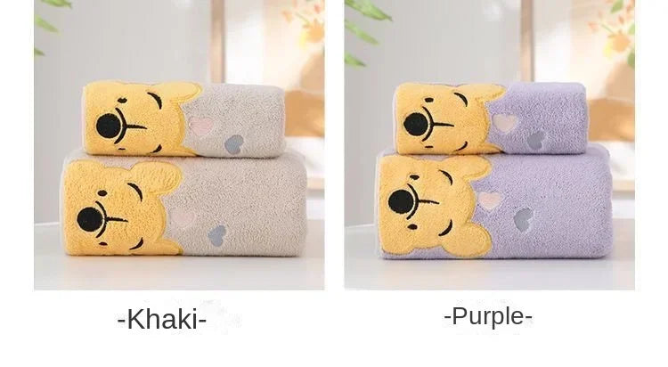 35x75cm/70x140cm Winnie Bear Towel Bath Towel Soft and Absorbent Coral Velvet Towel Home Wash Towel Children's Cartoon Bath Towe