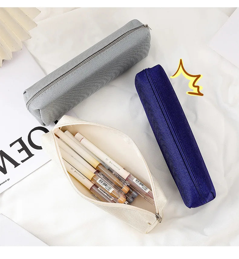 Simple Pencil Case School Supplies Pencil Cases Estuche Escolar Solid Color School Stationery Kalemlik Trousse Pencil Pouch
