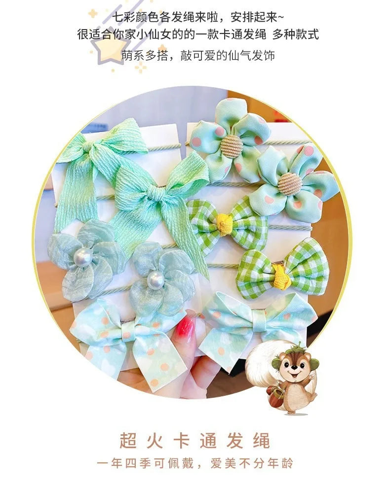 10pcs Hair Accessories Girls Scrunchies Aesthetic Lacos De Cabelo Infantil Bands Kids Bandeaux Elastiquec Headbands Bandes Cute
