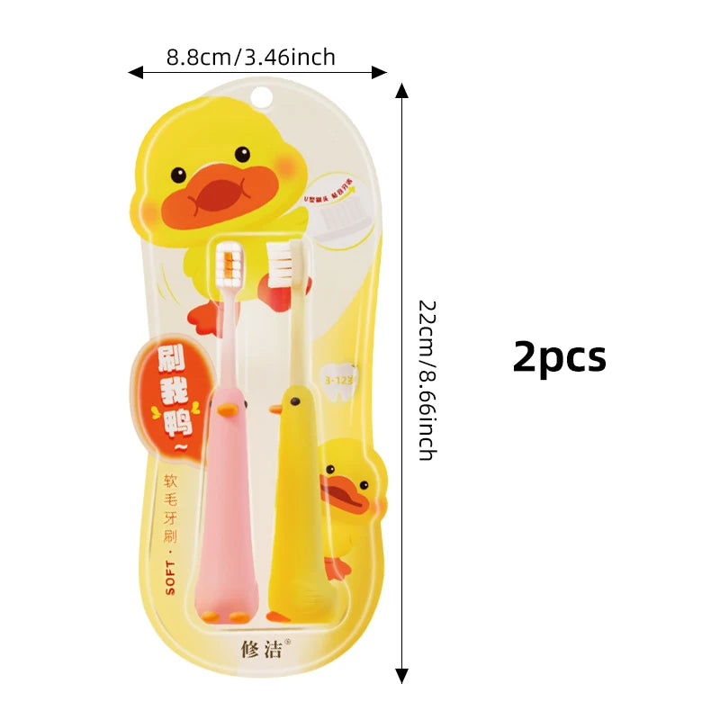 2/4/6/8pcs Cute Duck Children Toothbrushes 0.12mm High-Density Soft-Bristled Tooth Brush Non-Slip Tothbrush For Kids Aged 3-12