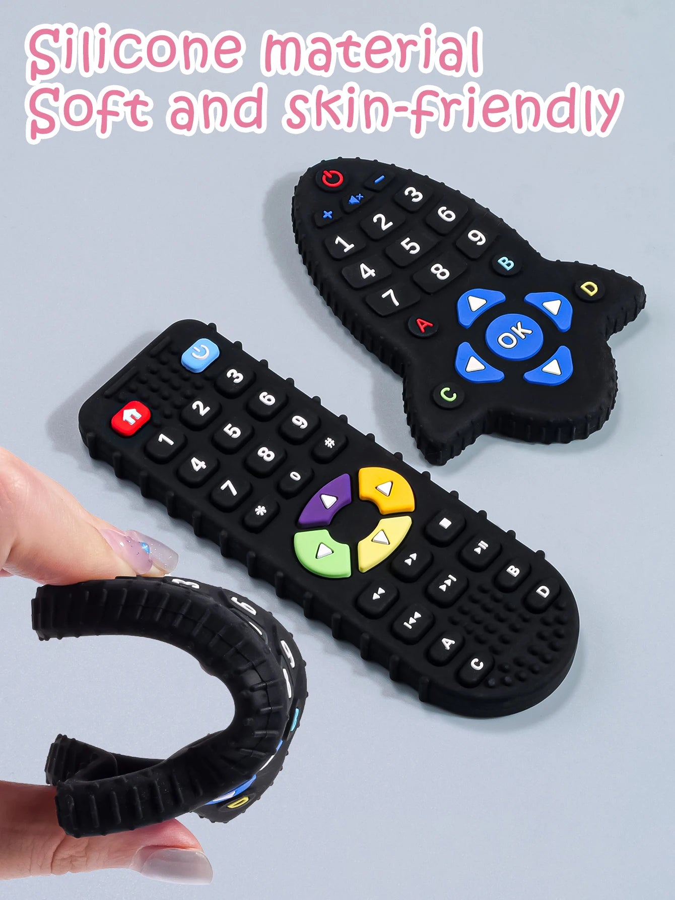 Baby Silicone Teether Toys BPA Free Remote Control Shape Teether Rodent Gum Pain Relief Teething Toy Kids Sensory Educational