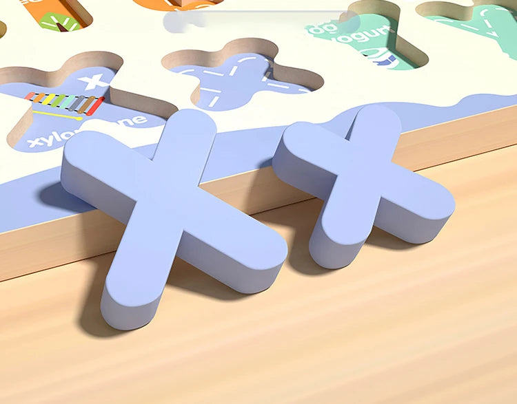 Wooden Educational Abc Puzzle Upper Case and Lower Case Letters for Birthday Gifts Boys Girls Family Game Children Preschoolers