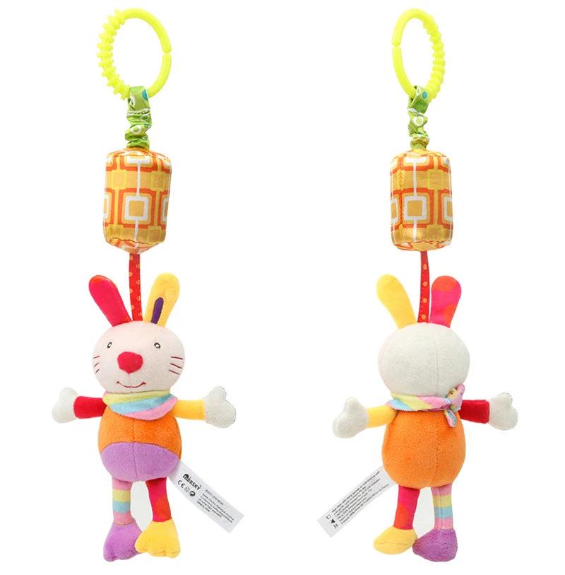 Baby Hanging Rattles Soft Sensory Learning Toy Plush Animals Stroller Infant Car Bed Crib Travel Activity for Babies Toddlers