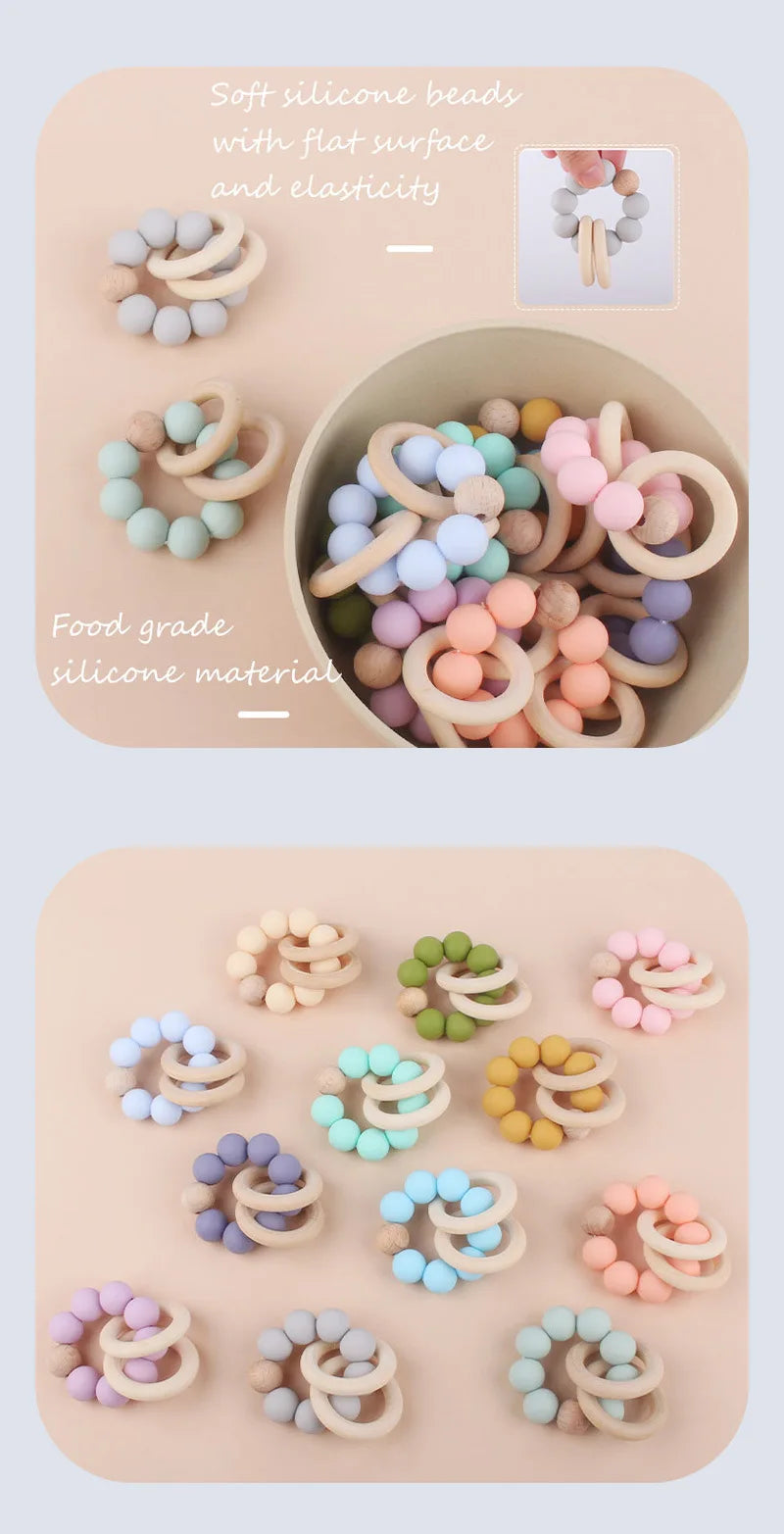 Teethers for Baby Teething Toy Silicone Bead Chew Newborn Bath Bébé Accessories Mordedores De Silicona Para Silicone toys