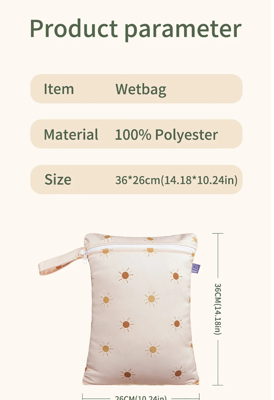 Elinfant Rainbow&Sun Pirnt 3PCS Portable Storage Bag Travel Wash Cosmetic Bag Waterproof Diaper Bag