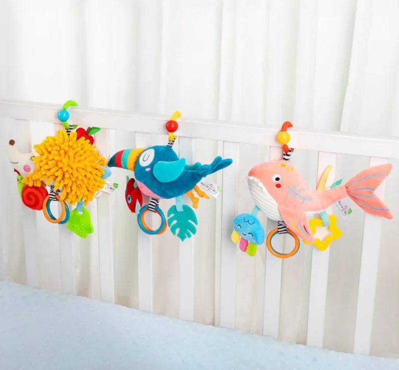 Soft Infant Crib Bed Stroller Mobile Hanging Rattle Baby Educational Toys Brain Developmental Hand Grip Cute Stuffed Animal Toys