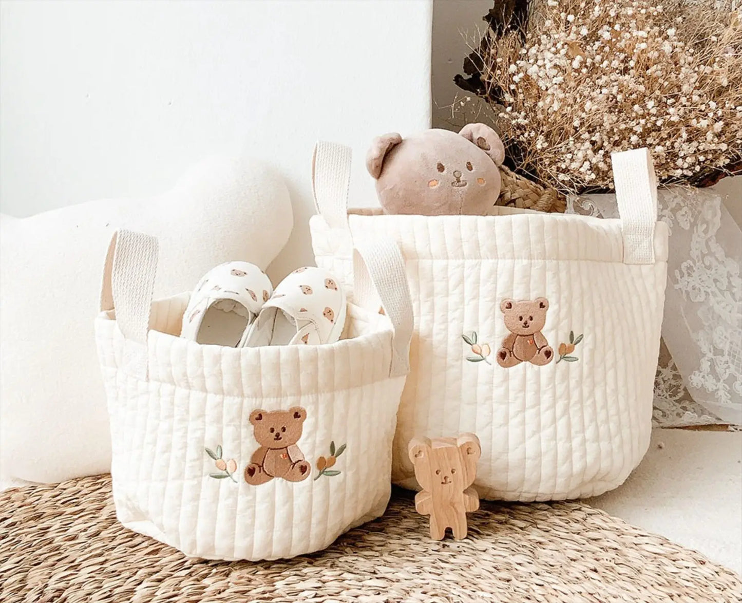 2022 New Diaper Bag Nappy Caddy Baby Items Toy Storage Bag for Newborn Crib Organizer Bedding Cotton Embroidery Mommy Bag Bebe