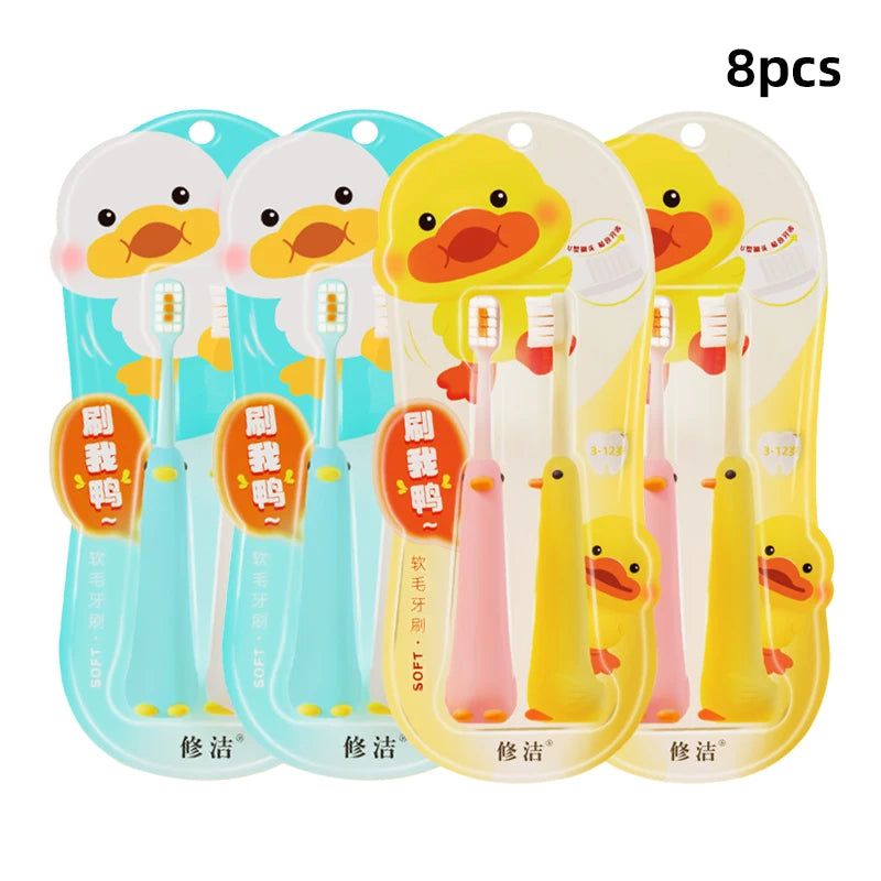 2/4/6/8pcs Cute Duck Children Toothbrushes 0.12mm High-Density Soft-Bristled Tooth Brush Non-Slip Tothbrush For Kids Aged 3-12