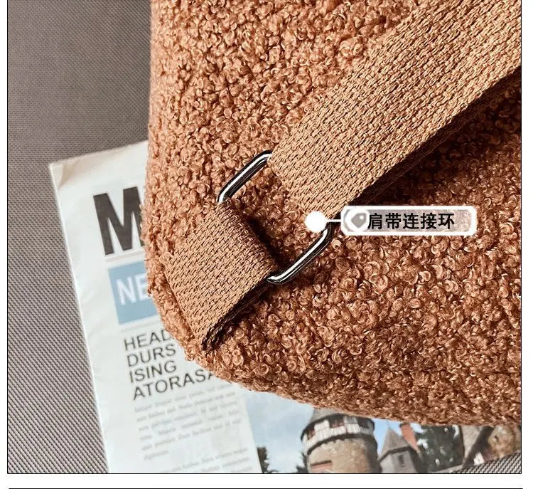 Cute Bear Ear Plush Backpack for Kids Adult Lamb Fleece Shoulder Bag High-capacity Korean Parent-Child Bags Boys Girls Backpacks