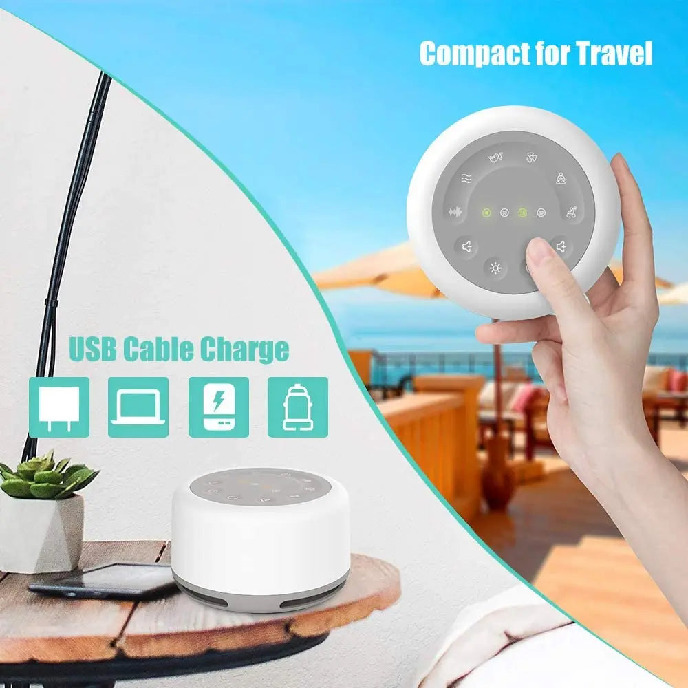 Hot Sale Physical Therapy Equipments Portable Sleep Fan Sound Machine White Noise Machine with RGB Night Light For Baby