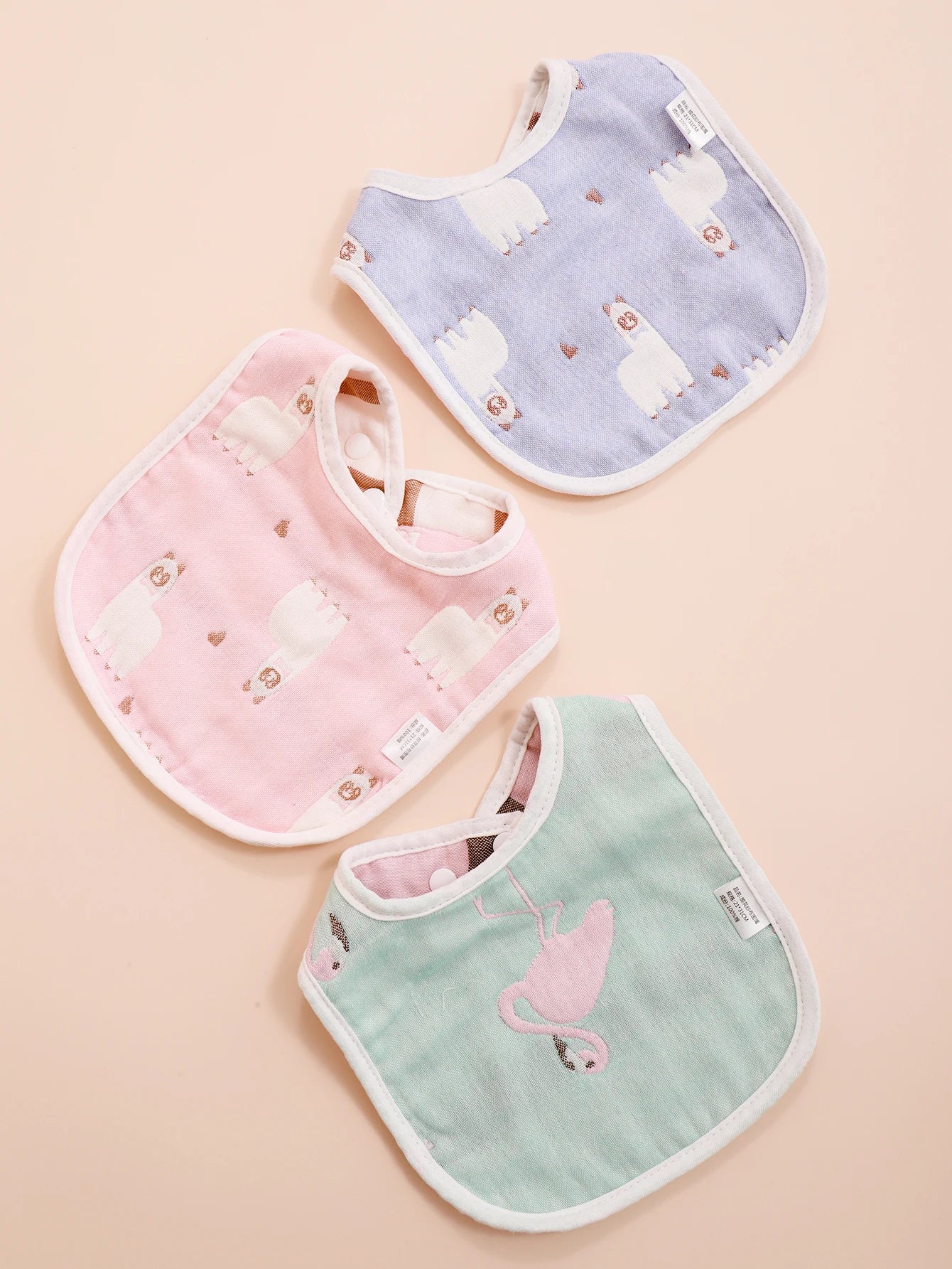 3pcs Baby Bibs U Shape Absorbent Soft Cotton Bib Soft Comfortable Toddler Feeding Eating Burpcloths Waterproof Saliva Towel