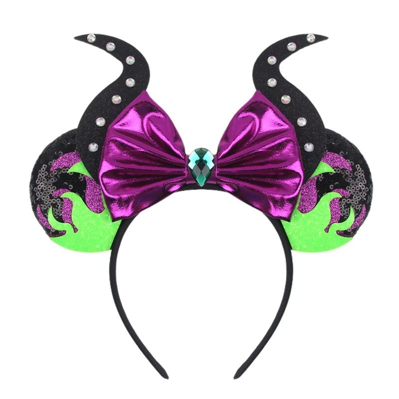 Disney Mickey 3.3"Velvet Ears Headband For Girls Soft Bow Hairband Halloween Festival Party Christmas DIY Hair Accessories