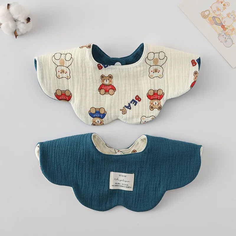 New Cute Cartoon Two-sided Usable Baby Feeding Drool Bib Infants Saliva Towel Cotton Burp Cloth For Newborn Toddler Kids Bibs