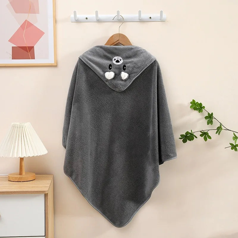 0-3Y Baby Shower Unisex Baby Bathrobe Flannel Cloak Cartoon Boy Girl Ultra-Soft Hooded Spa Robe Bath Towel Newborn Cover-Up