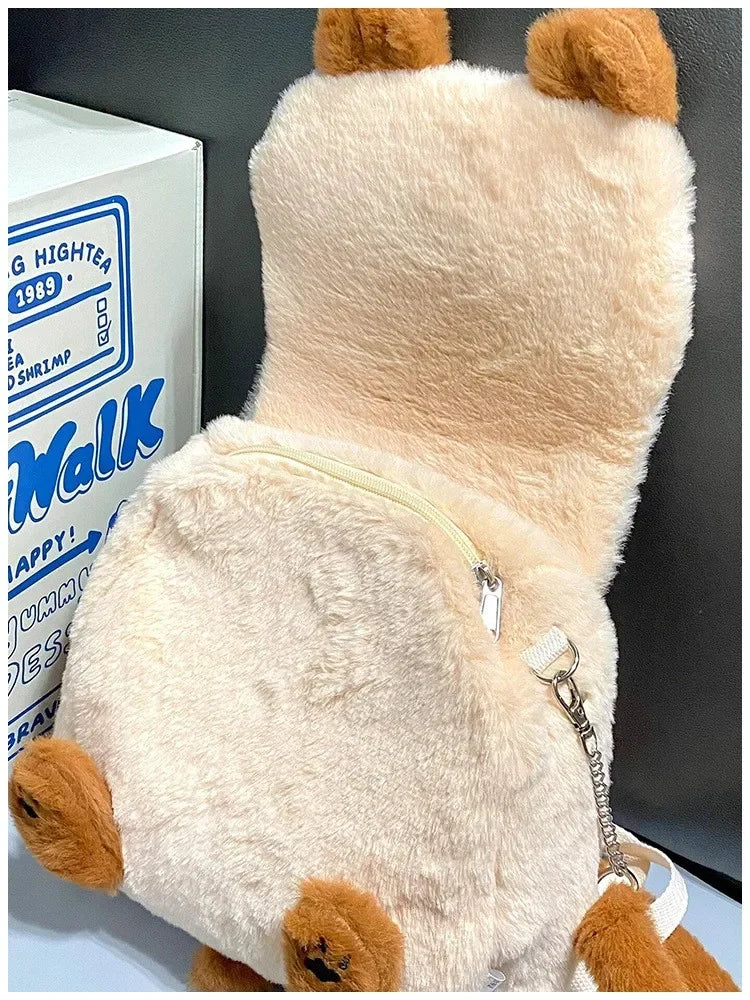 Student School Bag Artificial Fur Plush Capybara Bag Casual All-match Fur Bag Large Capacity Backpack School Backpack Mochila