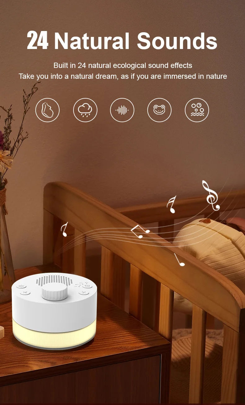 White Noise Machine with Warm Light 24 Natural Sounds Sleep Aid Deep Relaxation Soothing Sleep Aid Equipment