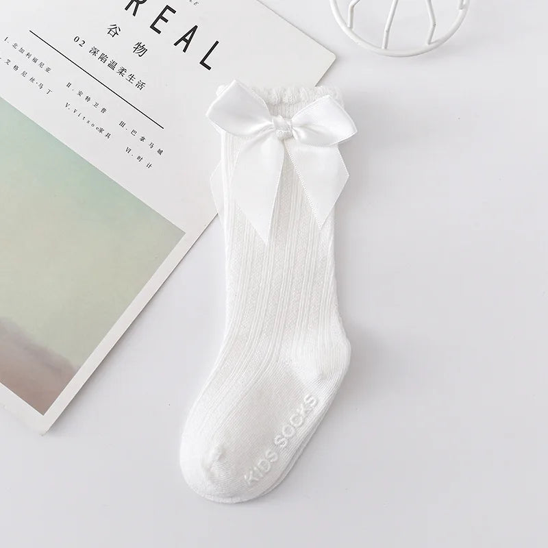 Red Bow Tie Knee High Tube Socks Girls' Christmas Stockings Infants Toddlers Soft Cotton Children Non Slip Floor Socks Baby Gift