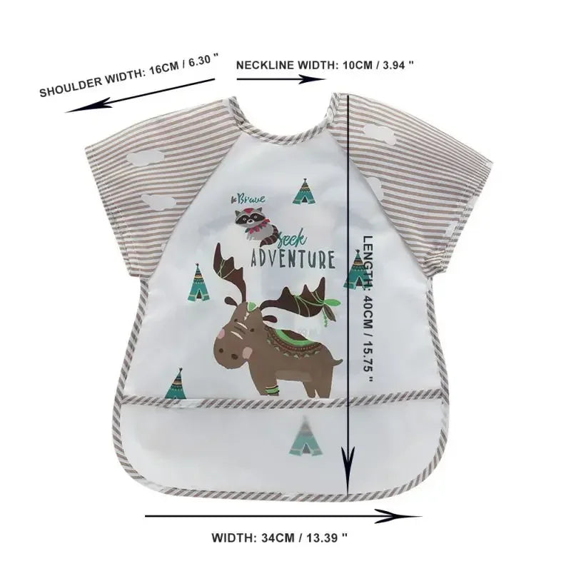 0-3Y Boys Girls Burp Clothes Waterproof Eating Smock Infant Toddler Baby Cartoon Sleeveless Art Apron Animal Smock Soft Baby Bib