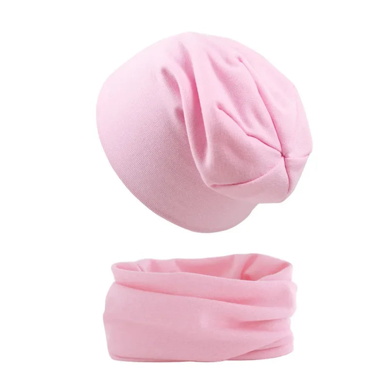 2pcs New Baby Hat Scarf Autumn Winter Soft Elastic Beanie Hats Cotton Newborn Bonnet Warm Accessories Set Boys Girls Hip Hop Cap