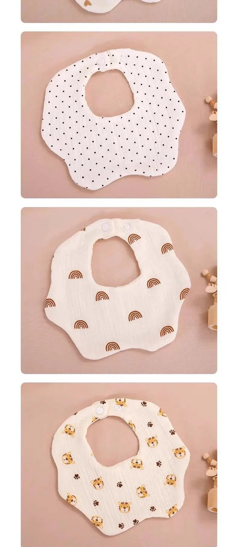 Wholesale Pure Cotton Printed Six-layer 360 Rotatable Baby Feeding Bibs Toddler Saliva Towel Infant Gauze Baby Bib