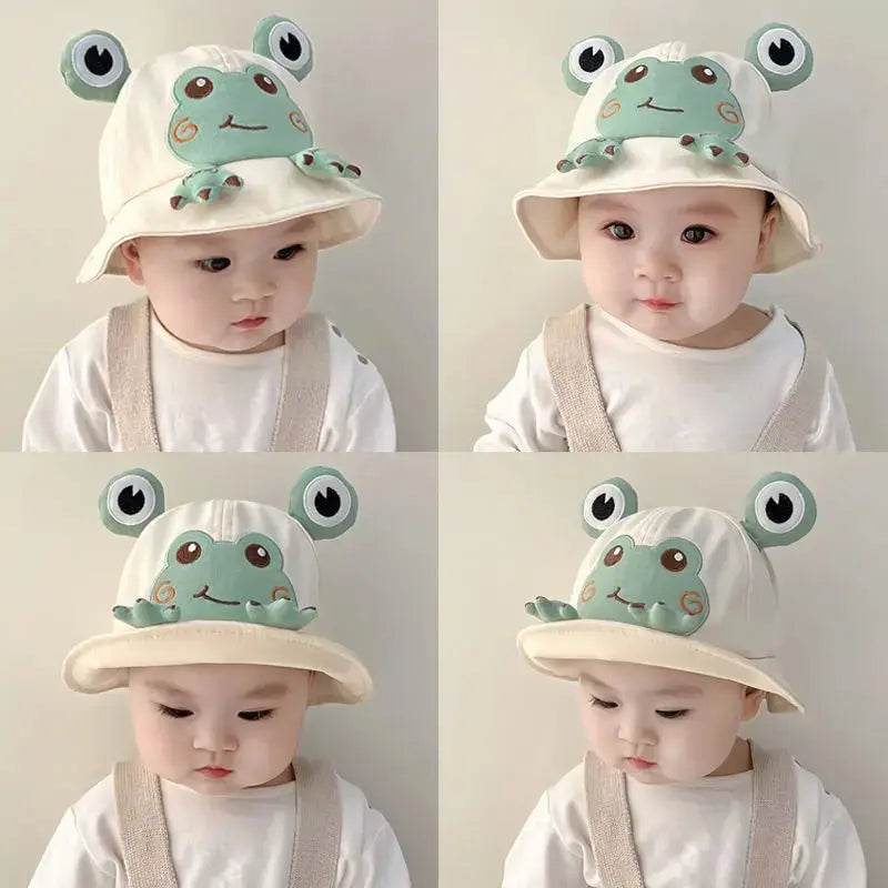 Cartoon Frog Baby Bucket Hat Breathable Soft Cotton Infant Boys Girls Fisherman Cap Outdoor Travel Toddler Sun Hats