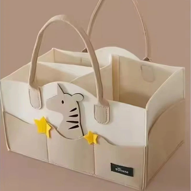 Baby Diaper Caddy Organizer Portable Nursery Essentials Storage Basket Bin Felt Diaper Bag Baby Organizer Pocket Mom Tote Basket