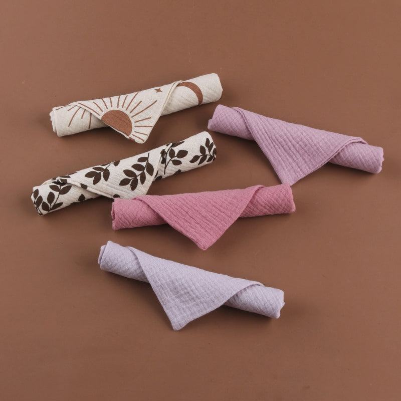 5PCS Soft Absorbent Gauze Cotton Baby Towels Wipe Face Cloths Towel Face Handkerchief Baby Bathing Feeding Washcloth