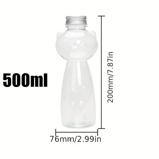 Kawaii Cat Water Bottles For Milk Tea Coffee Juice Portable Drinking Cup Home Transparent Juicing Beverage Clear Drink Bottle