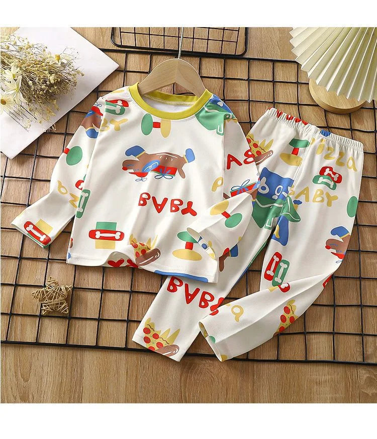 1pcs Children's Underwear Set Kids Soft Cotton Pajamas Boys Girls Baby Spring Autumn Cute Cartoon Long Sleeve Home Sleepwear