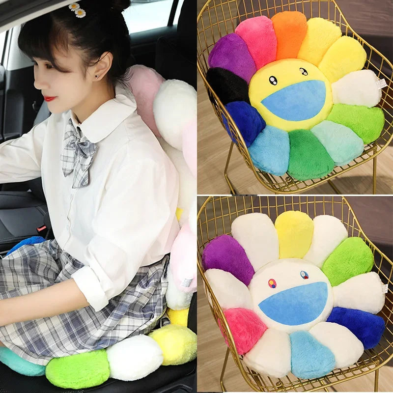 40/60cm Sunflower Plush Pillow Soft Plush Flower Pillow Plant Mat Sofa Bed Sleep Back Pillow Kawaii Room Decor Gifts