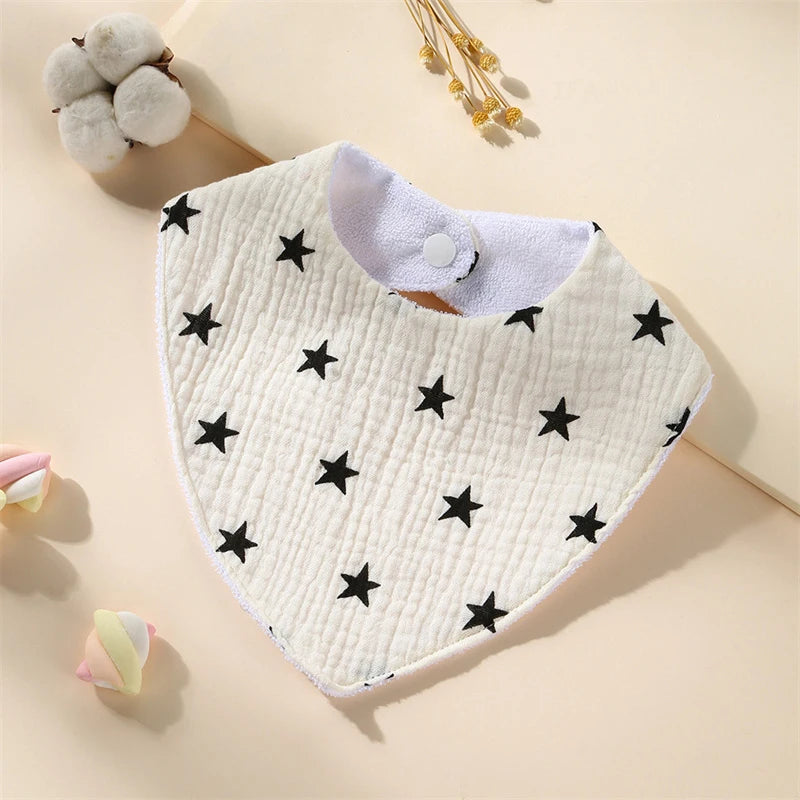 New Baby Cartoon Animal Triangle Bib Pure Cotton Waterproof Boy Girl Kid Printed Saliva Towel Newborn Infant Anti Spitting Cloth